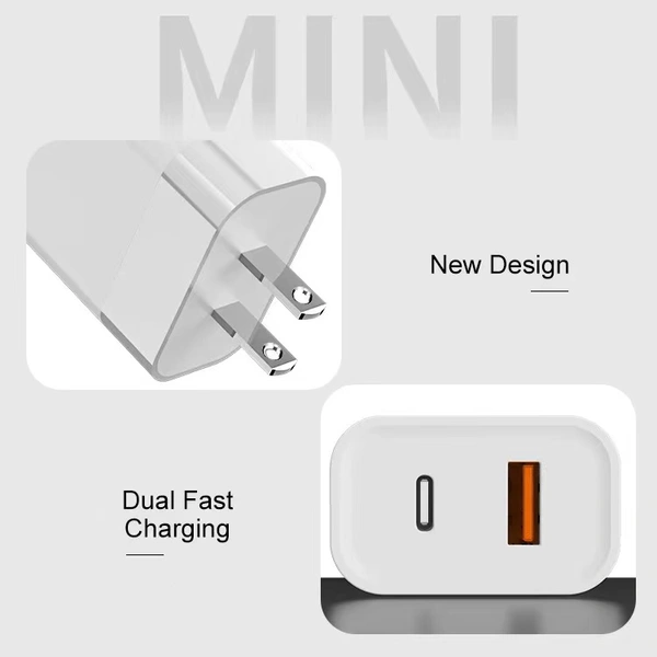 30W Dual port PD QC USB type c Wall Charger