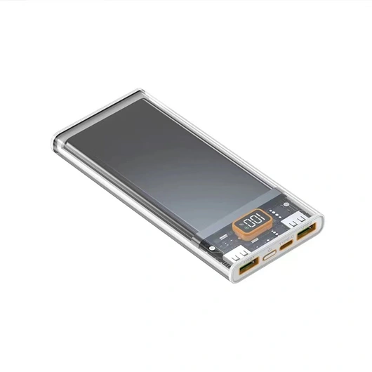 TOP New Trending Portable Transparent Lithium Battery Mobile Charger Lcd Percentage Display Fast Charging Power Bank 10000mah
