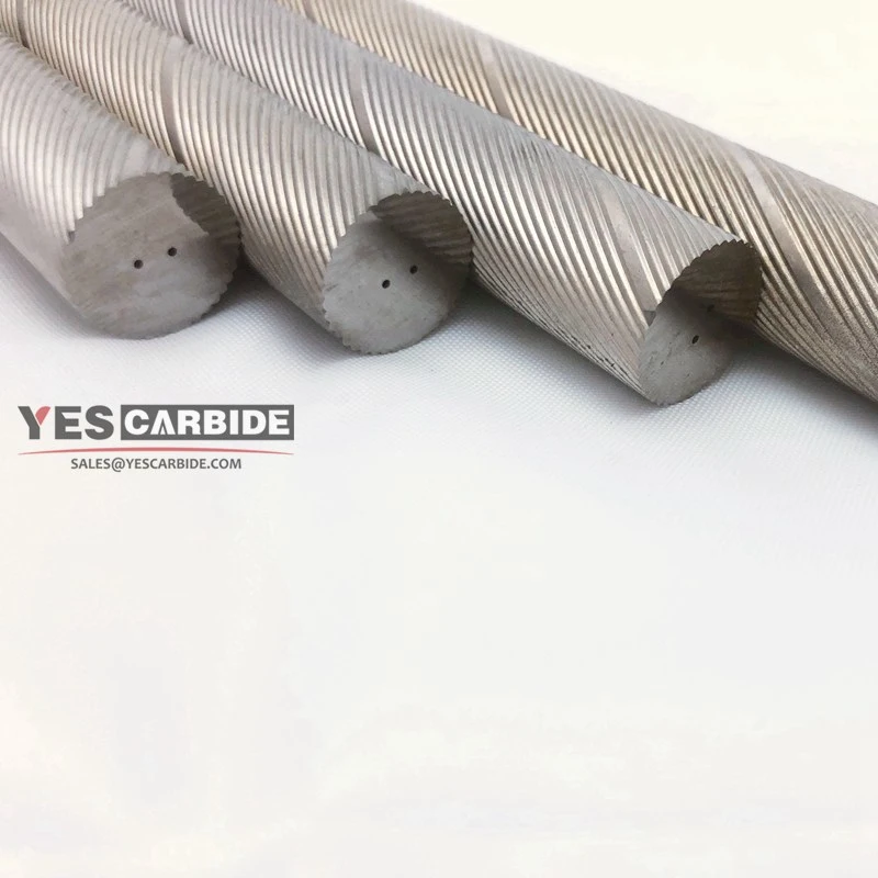 Cemented carbide rod with double coolant holes,