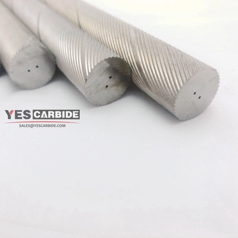 Cemented carbide rod with double coolant holes,