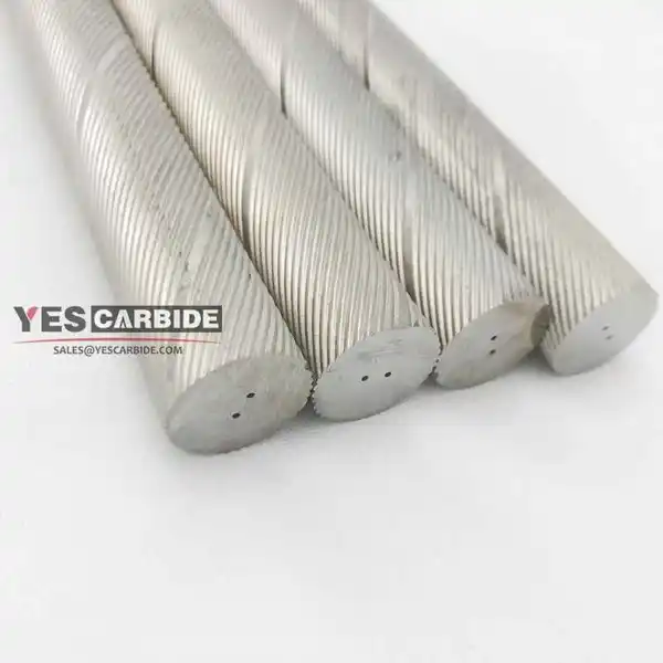 Cemented carbide rod with double coolant holes,