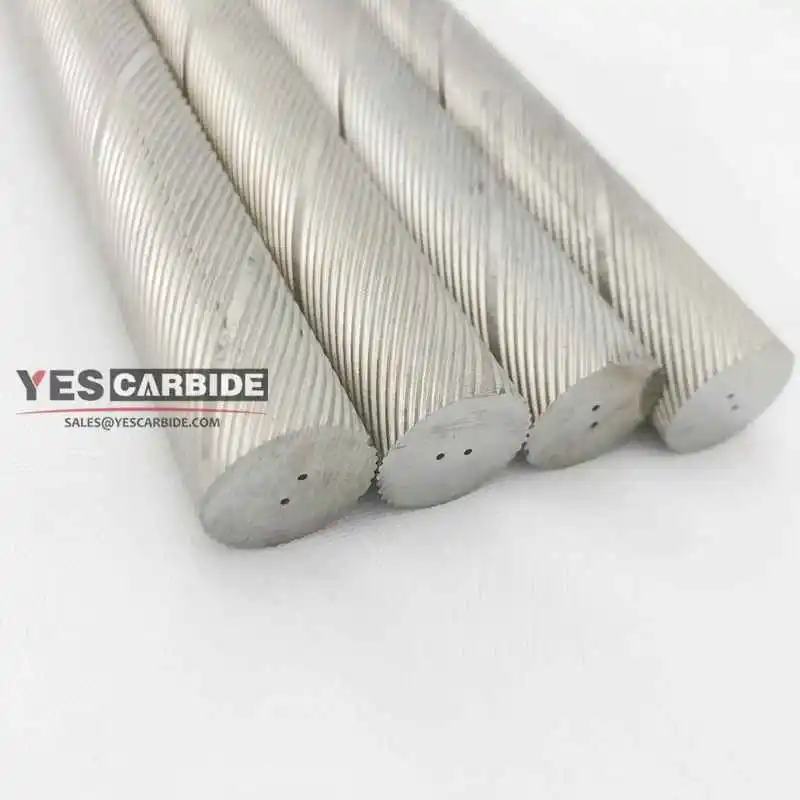 Cemented carbide rod with double coolant holes,