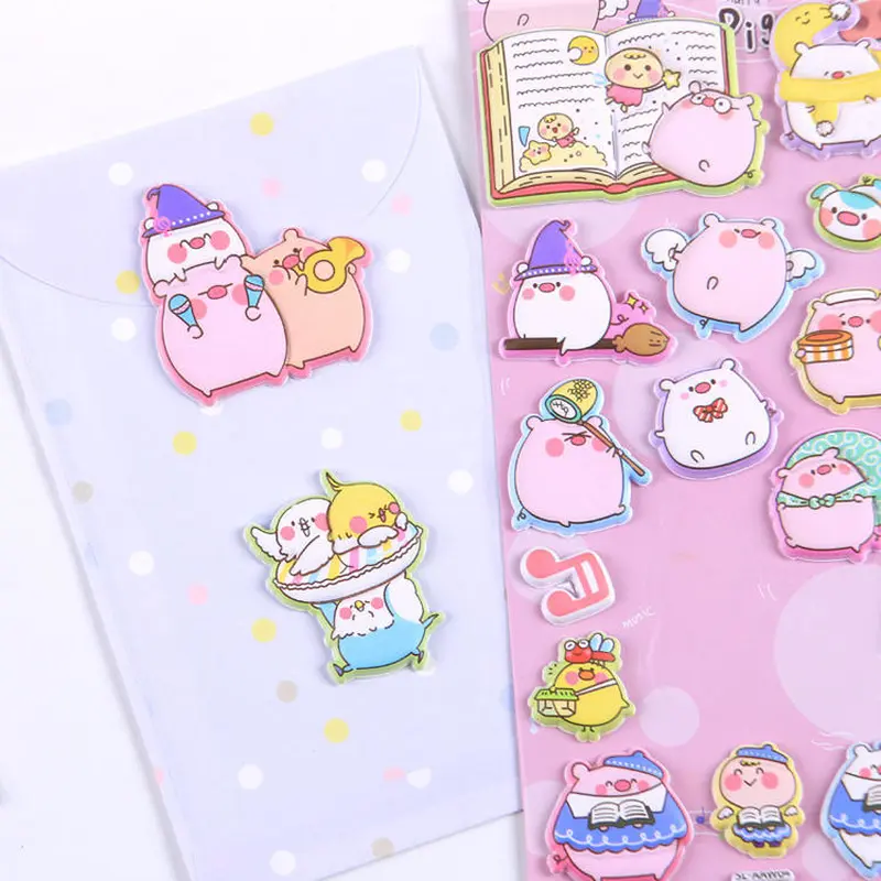 Die Cut 3d Cartoon Eva Foam Puffy Sticker for Kids