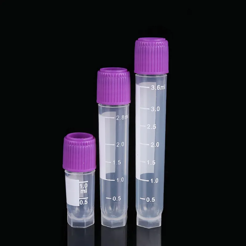 أنابيب تبريد فائقة سعة 1.8 مل و2.0 مل: خيط داخلي، مانع للتسرب لتخزين LN2