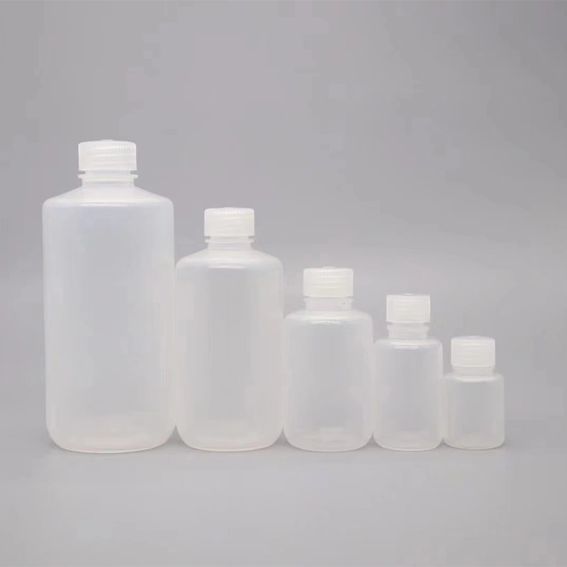 Botellas de reactivo de plástico HDPE resistentes: opciones de boca ancha y estrecha