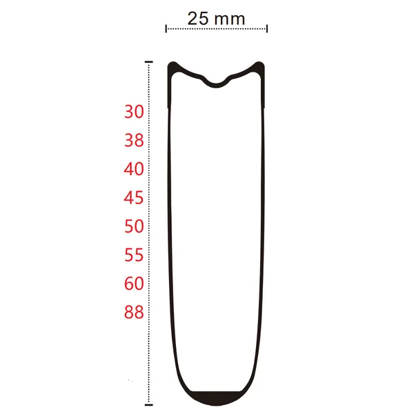700C 25mm Width Road Bike Disc brake Tubular carbon rims
