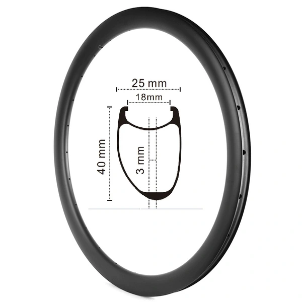 700C road bike disc brake Asymmetric clincher carbon rim 25mm width