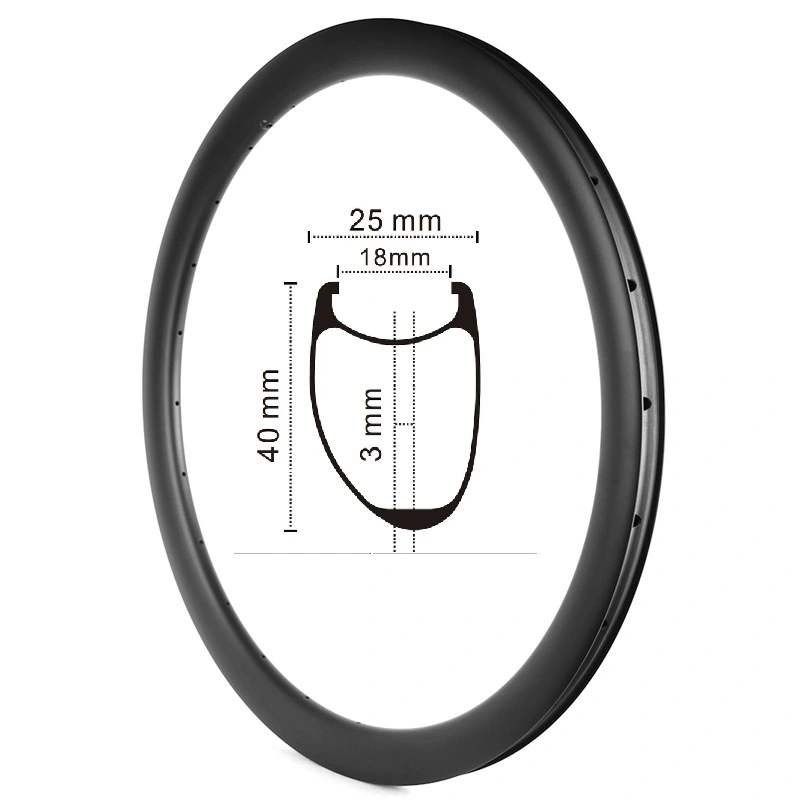 700C road bike disc brake Asymmetric clincher carbon rim 25mm width