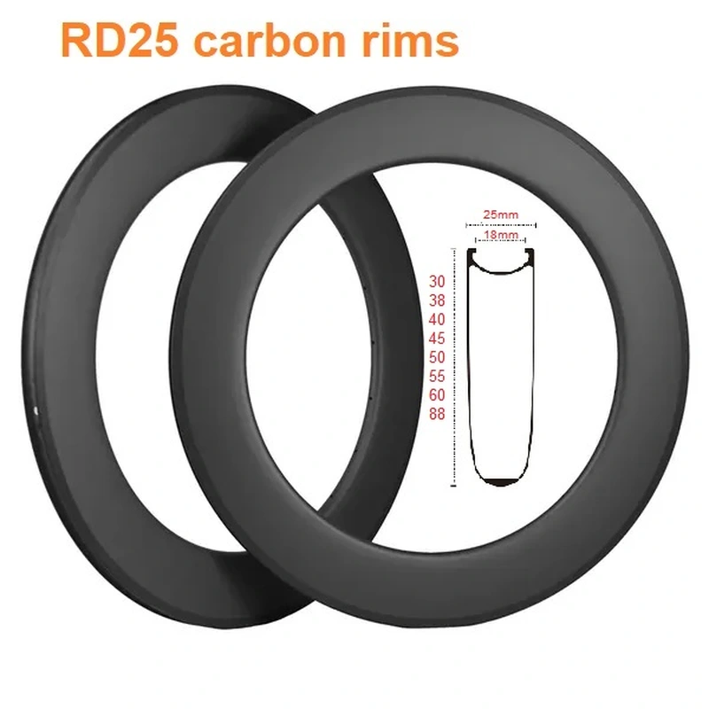 700C road bike disc brake clincher carbon rim 25mm width
