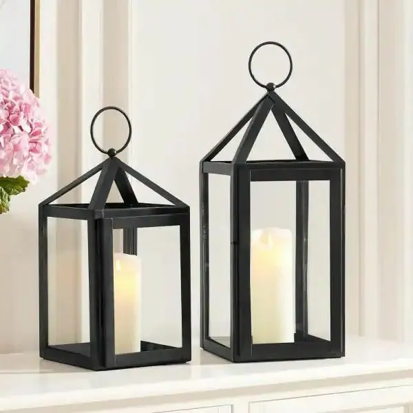 Metal lantern/candle holder，glass metal candle holder