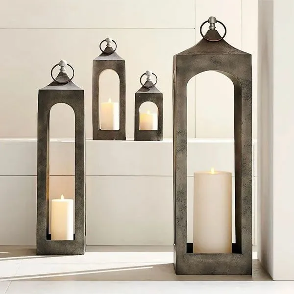 Metal lantern/candle holder，glass metal candle holder