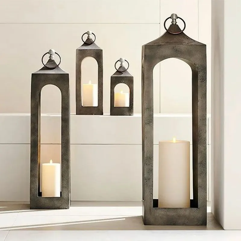 Metal lantern/candle holder，glass metal candle holder