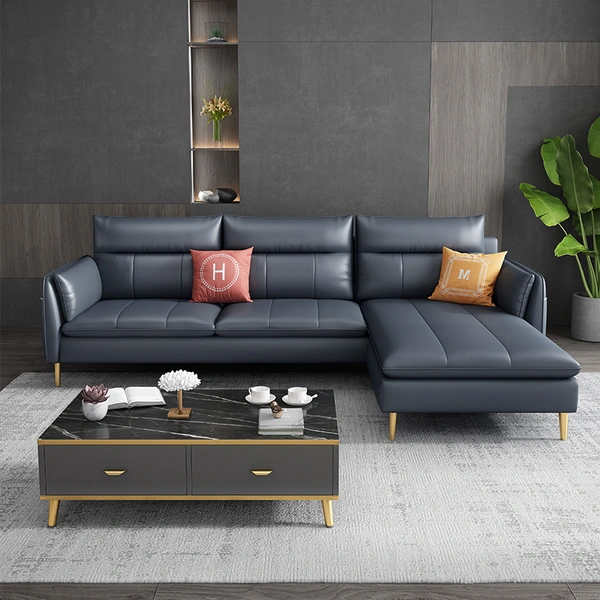 Simple And Modern Living Room Small Apartment Furniture Nordic Technology Leather Sofa