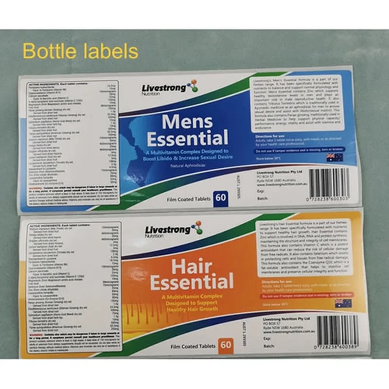 ملصقات مكملات صحية مخصصة - متينة وجاهزة لإدارة الغذاء والدواء الأمريكية