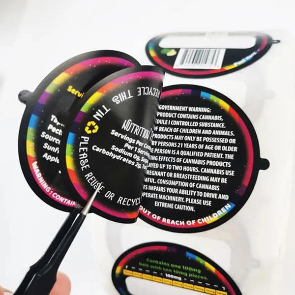 autocollant plié, étiquette auto-adhésive multicouche, étiquette à contenu étendu