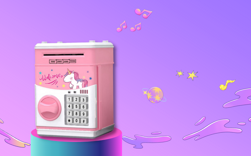 What a cute password fingerprint piggy bank for children!