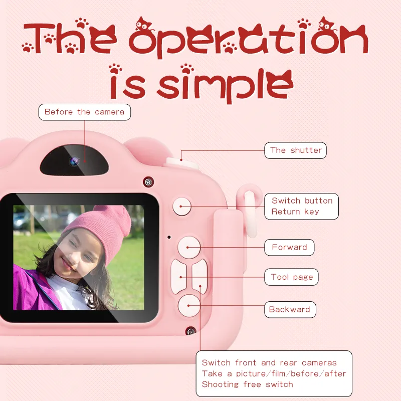 2.0 inch HD 1080P 720P 400mAh 20MP selfie kids digital camera