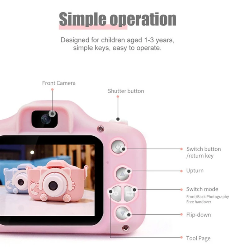 2.0 inch HD 1080P 720P 400mAh 20MP selfie kids digital camera