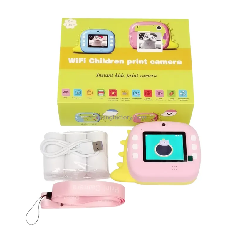 2.4 inch 4K 1080P WiFi dinosaur video kids instant print camera