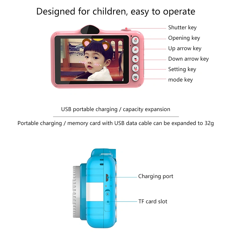 3.5.0 inch HD 1080P 400mAh 20MP selfie kids digital camera