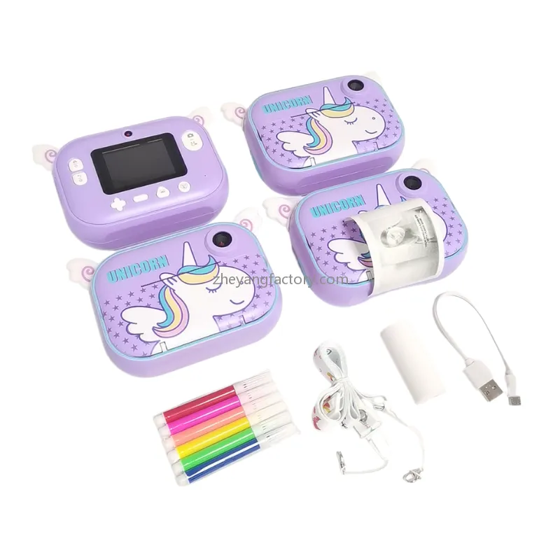 2.4 inch 1080P WiFi unicorn selfie video kids instant print camera