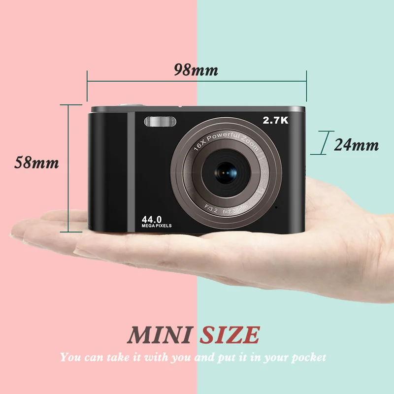 2.88 inch HD 4K 700mAh 44MP children student compact digital camera