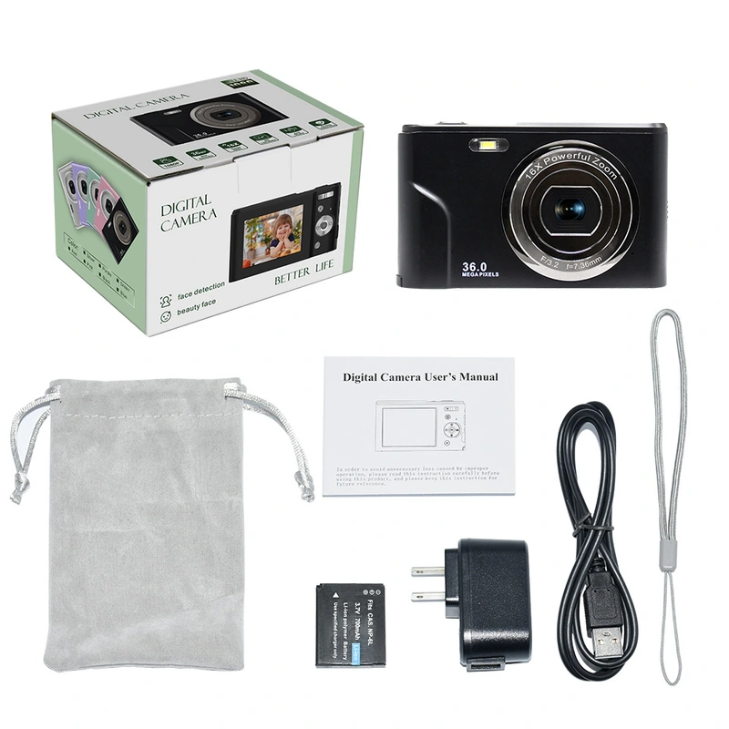 2.44inch FHD 1080P 700mAh 36MP children student compact digital camera