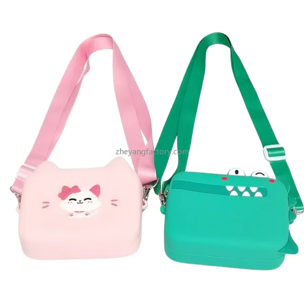 Pink waterproof dustproof silicone cat kids camera bag