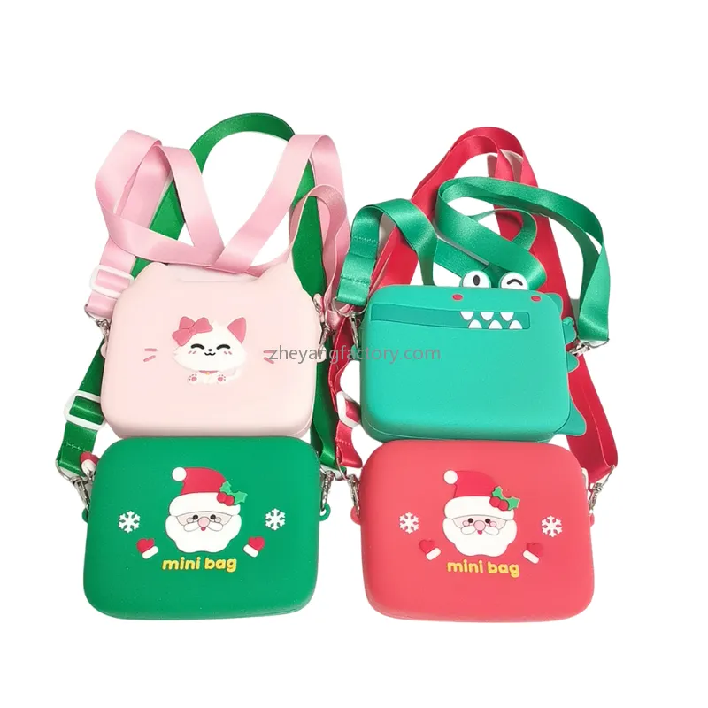 Green waterproof dustproof silicone dinosaur kids camera bag