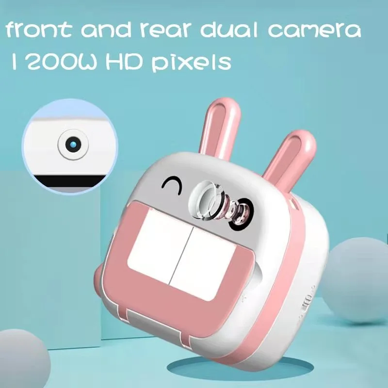 2.4 inch 4K 1080P WiFi rabbit video kids instant print camera