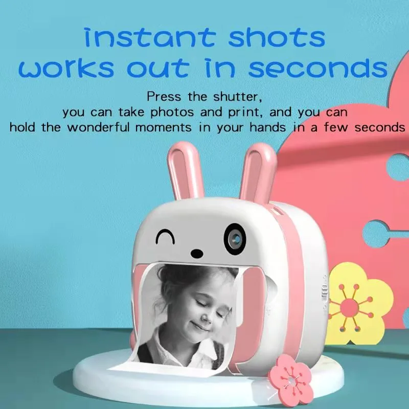 2.4 inch 4K 1080P WiFi rabbit video kids instant print camera