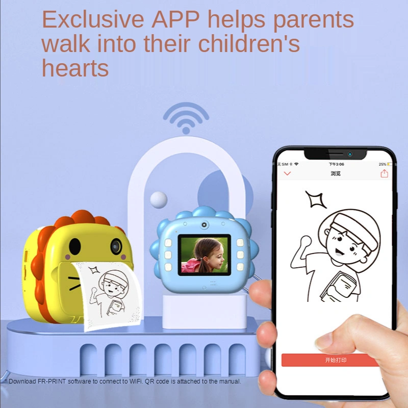 2.4 inch 4K 1080P WiFi lion video kids instant print camera