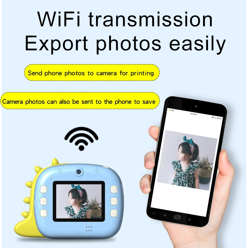 2.4 inch 4K 1080P WiFi dinosaur video kids instant print camera