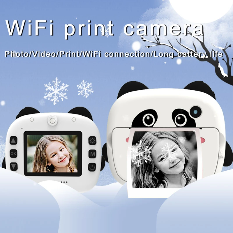 2.4 inch 4K 1080P WiFi panda video kids instant print camera