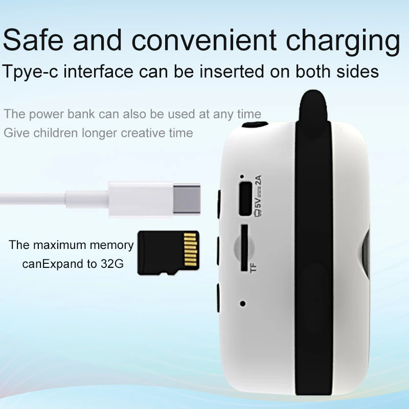 2.4 inch 4K 1080P WiFi panda video kids instant print camera