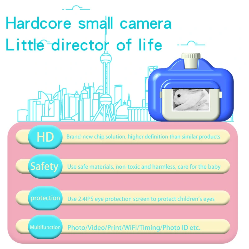 2.4 inch 4K 1080P WiFi 1200mAh video kids instant print camera