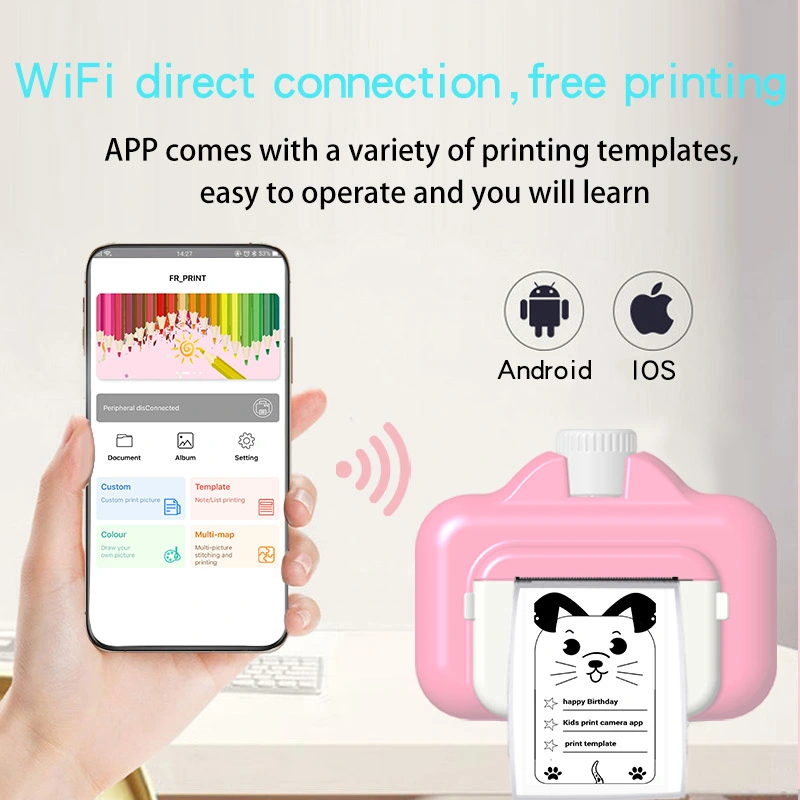 2.4 inch 4K 1080P WiFi 1200mAh video kids instant print camera