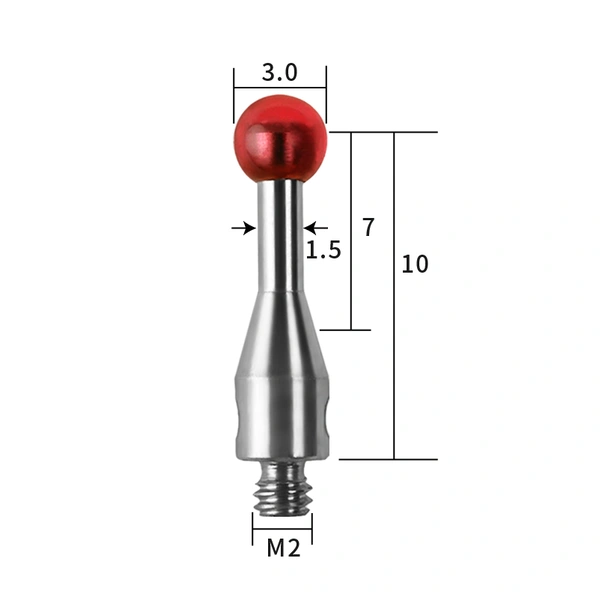 M2 stylus, ruby ball, stainless steel stem