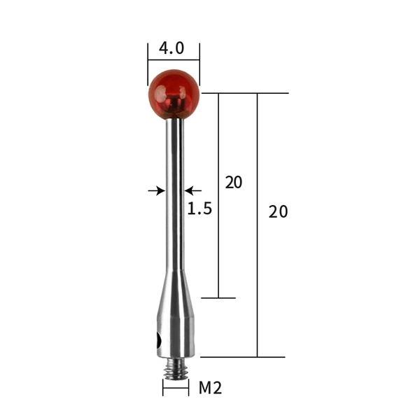 M2 stylus, ruby ball, stainless steel stem