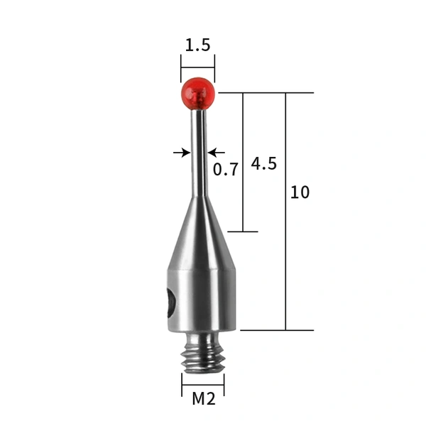 M2 stylus, ruby ball, stainless steel stem