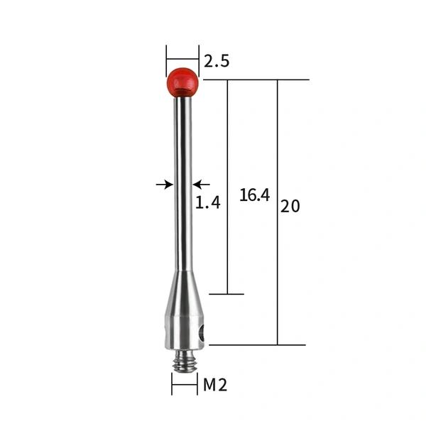 M2 stylus, ruby ball, stainless steel stem