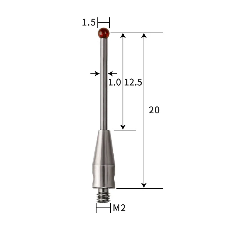 M2 stylus, ruby ball, tungsten carbide stem
