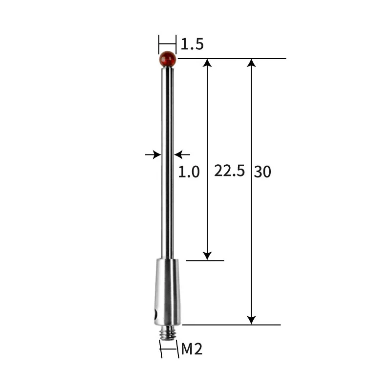 M2 stylus, ruby ball, tungsten carbide stem