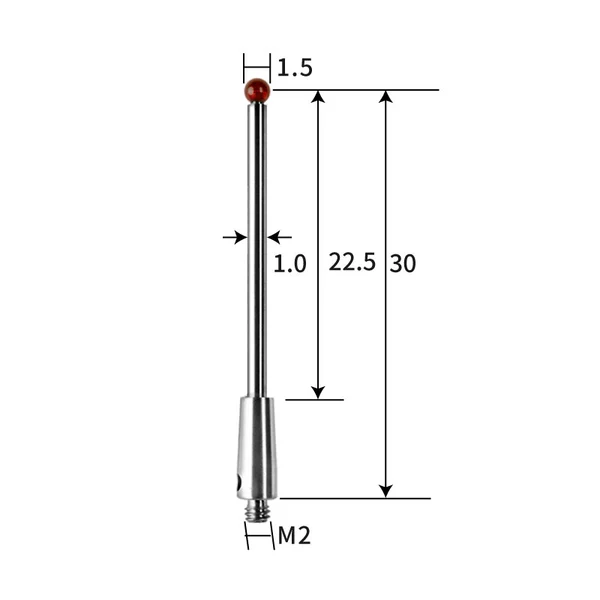 M2 stylus, ruby ball, tungsten carbide stem