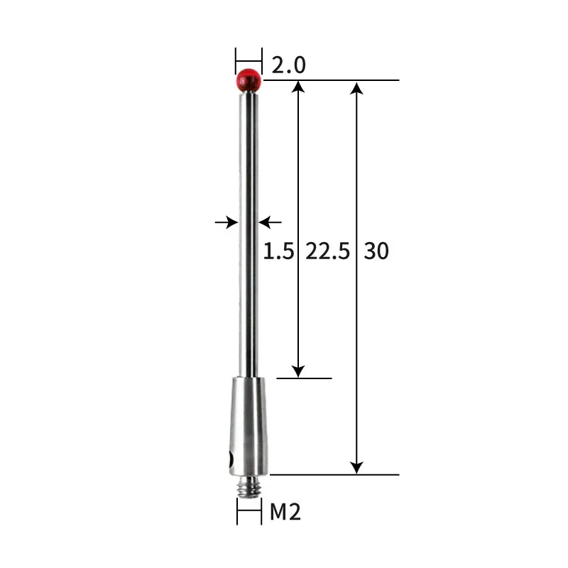 M2 stylus, ruby ball, tungsten carbide stem