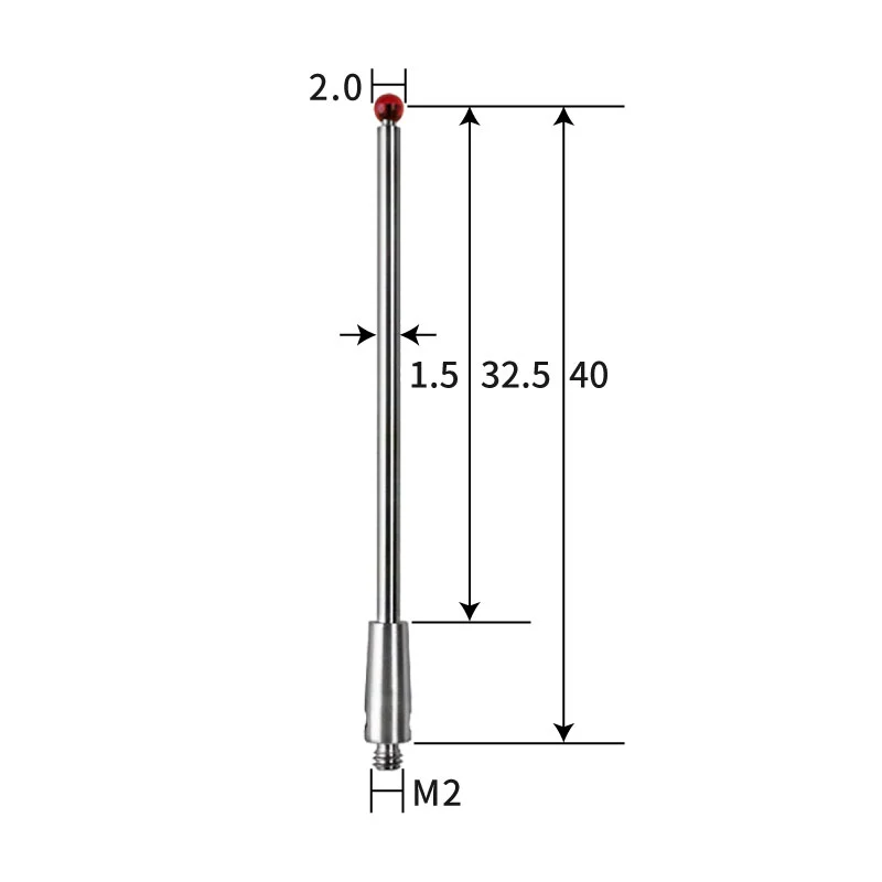 M2 stylus, ruby ball, tungsten carbide stem