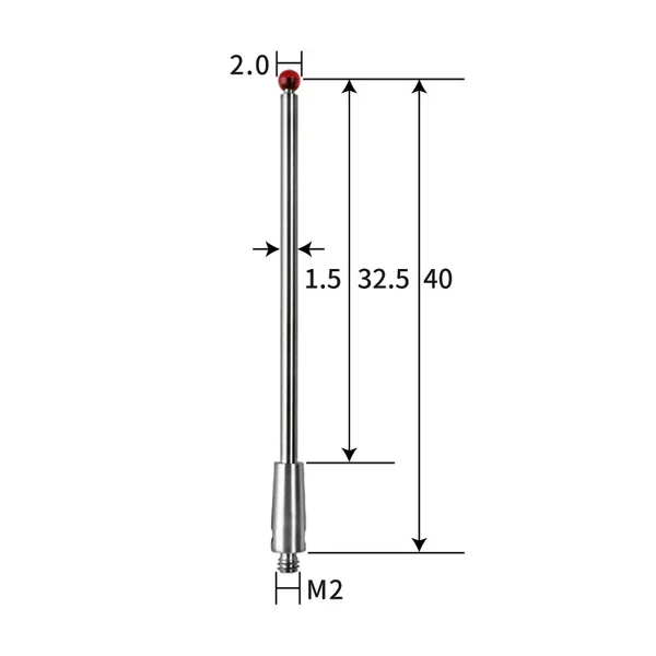 M2 stylus, ruby ball, tungsten carbide stem