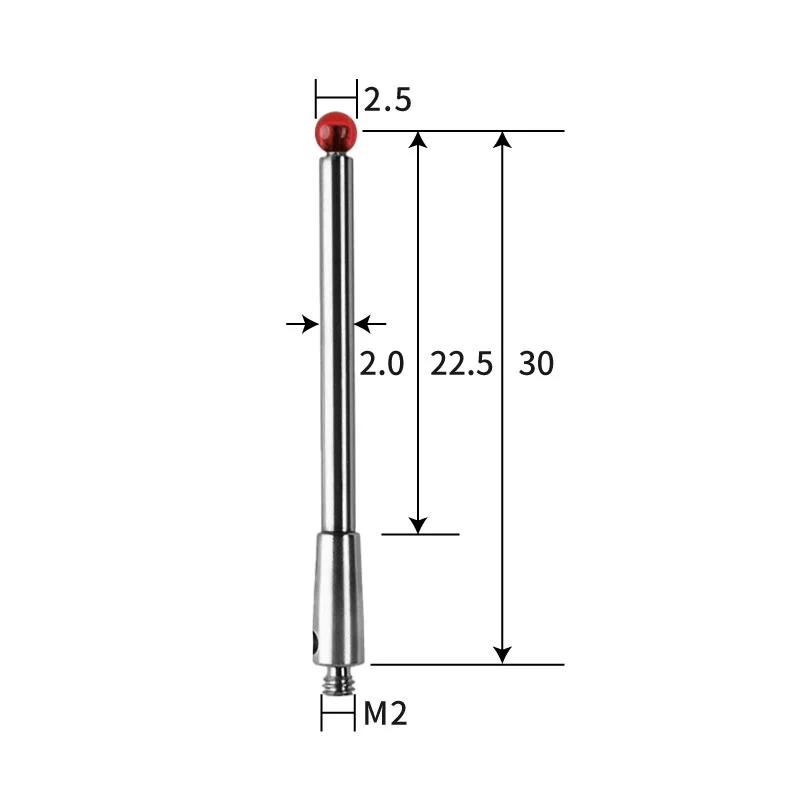 M2 stylus, ruby ball, tungsten carbide stem