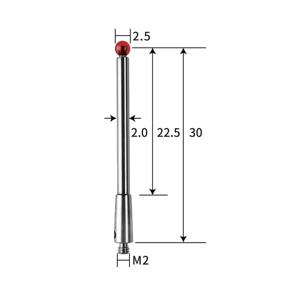 M2 stylus, ruby ball, tungsten carbide stem