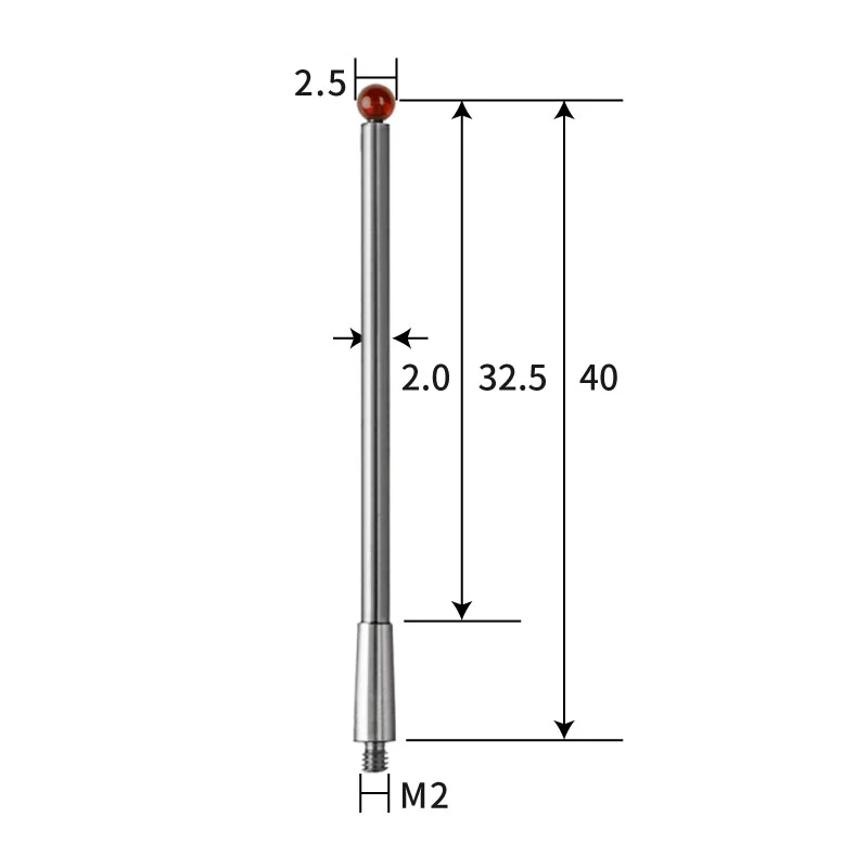 M2 stylus, ruby ball, tungsten carbide stem
